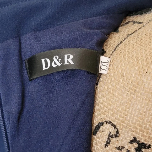 D & R Classic Embroidered Floral Double Collar Dress Women's Plus Size XXL Blue - Picture 12 of 16